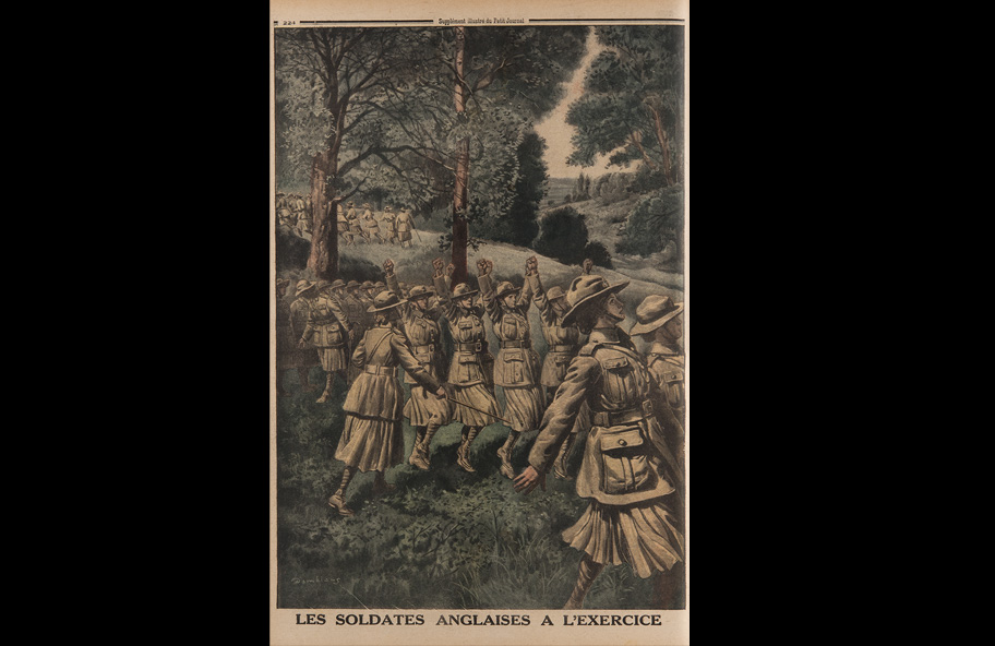 Les soldates anglaises à l'exercice, illustration issue du petit journal - Eugène Damblans