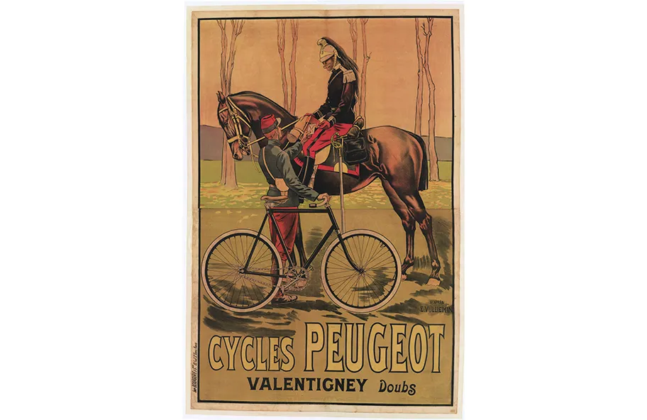 Affiche publicitaire pour les cycles Peugeot - Musée de la Grande Guerre, Meaux